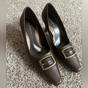 Worthington Dark Brown Heels with Gold Buckle